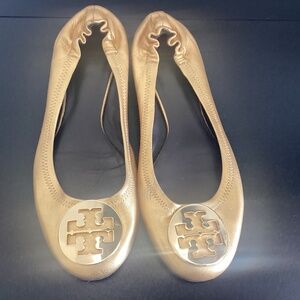 Tory Burch Metallic Gold Flats